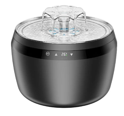 2025 New 2L Smart Pet Water Dispenser Touch Screen Heated Controllable Water Temperature Stainless Steel Cat Water Fountain