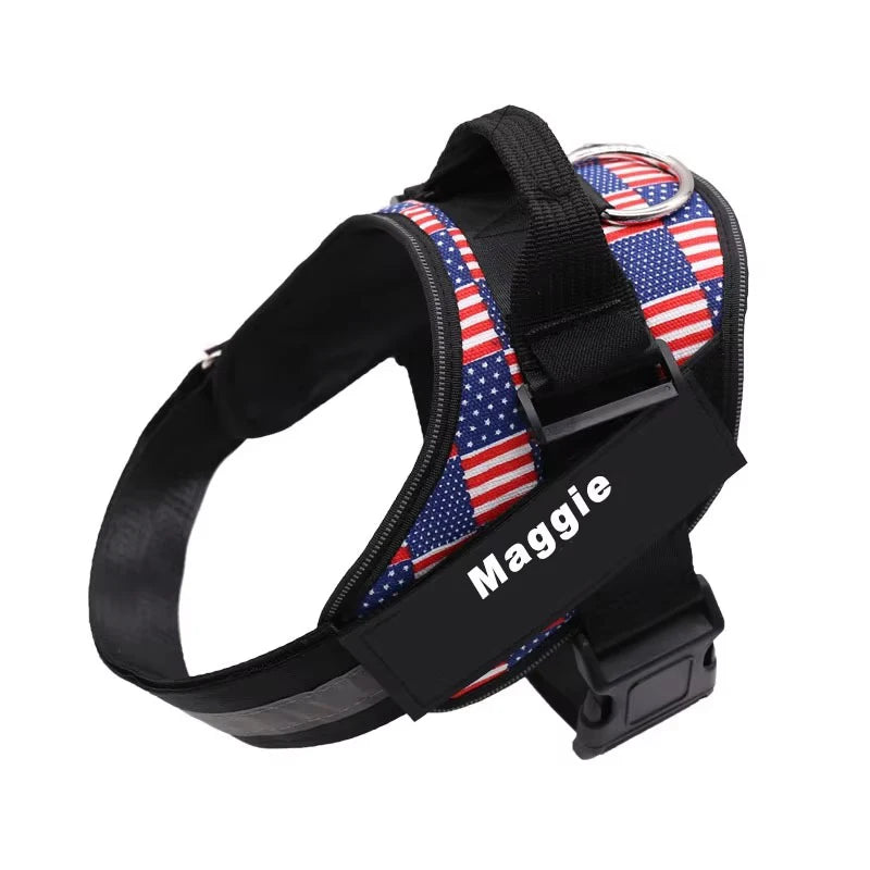 Custom Dog Harness Vest ID Patch Reflective Breathable Adjustable Pet Harness Designer Dog Harness Outdoor Dog Products