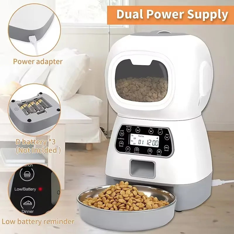 Hot Selling 3.5L OEM Luxurious Plastic Smart Pet Feeder with WiFi Control Automatic Feeding App & Voice Record for Dogs & Cats