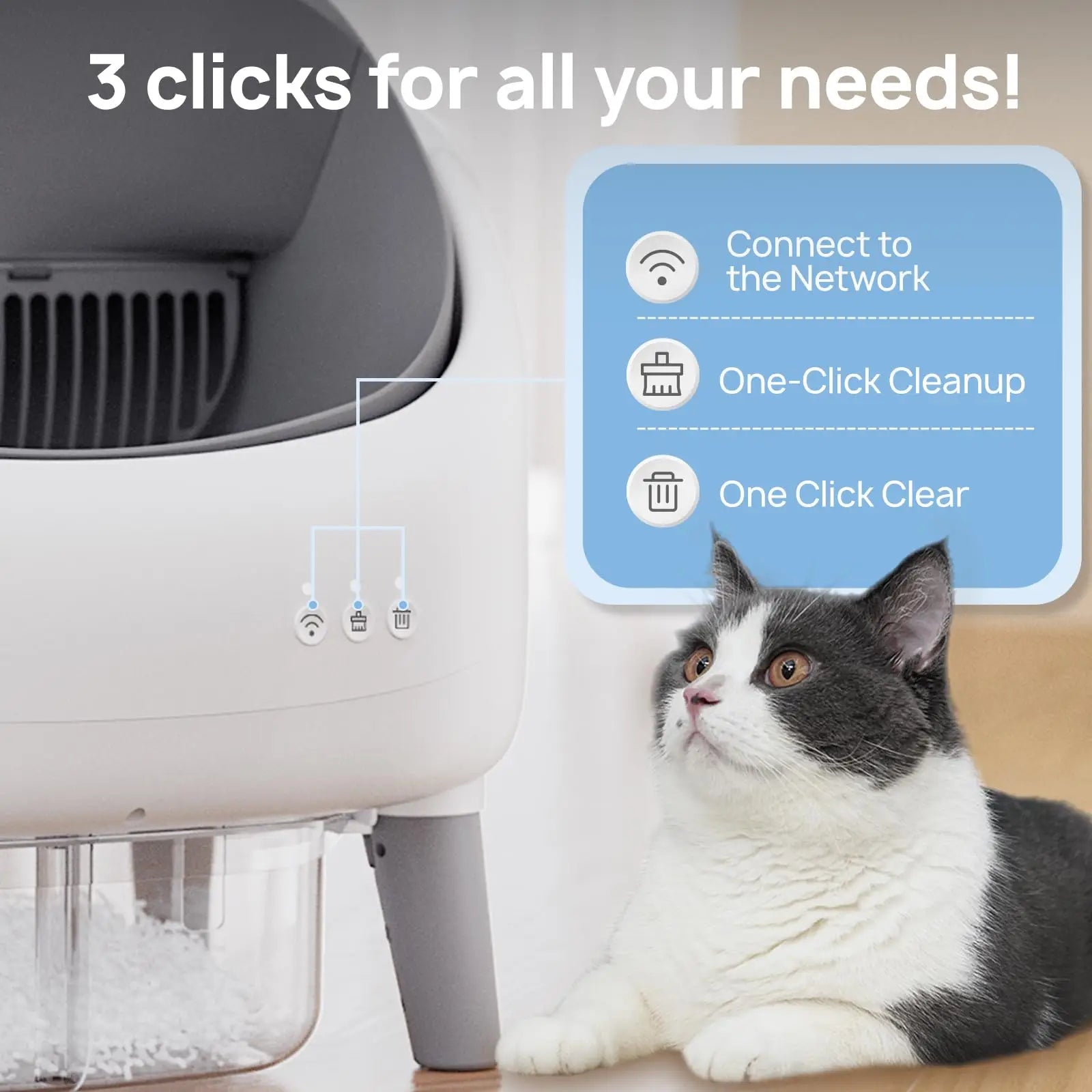Open Design Automatic Cat Litter Box Cat Pan App Control Auto Clean Smart Litter Pan Pet Cat Supplies