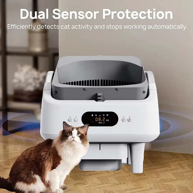 2025 New Open Top Design Automatic Cat Litter Box WiFi APP OEM Electric Pet Toilet Self Cleaning Smart Cat Toilet for Cats