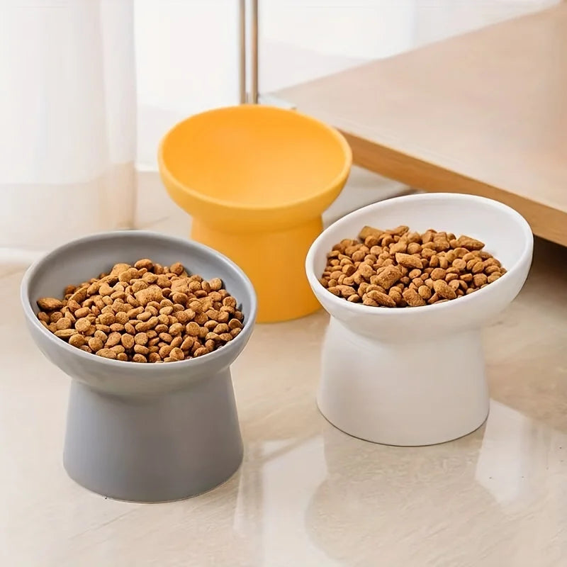 Ergonomic Ceramic Cat Bowl Angled Design for Neck Comfort Supportive Elevated Feeder Pet Dining Solution for Indoor Cats