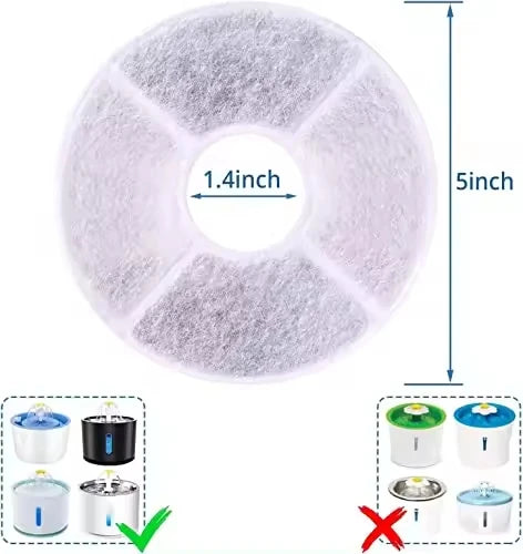 Box Package 4pcs Replaced Activated Carbon Filter for Cat Water Fountain Replacement Filters for Water Dispenser