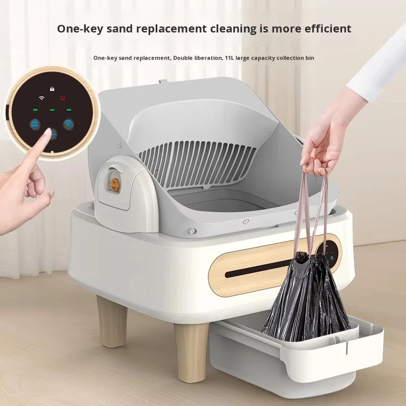 New Open-Type 75L Large Capacity Automatic Cat Litter Box Smart Electric Self-cleaning Easy Clean Cat Litter Box