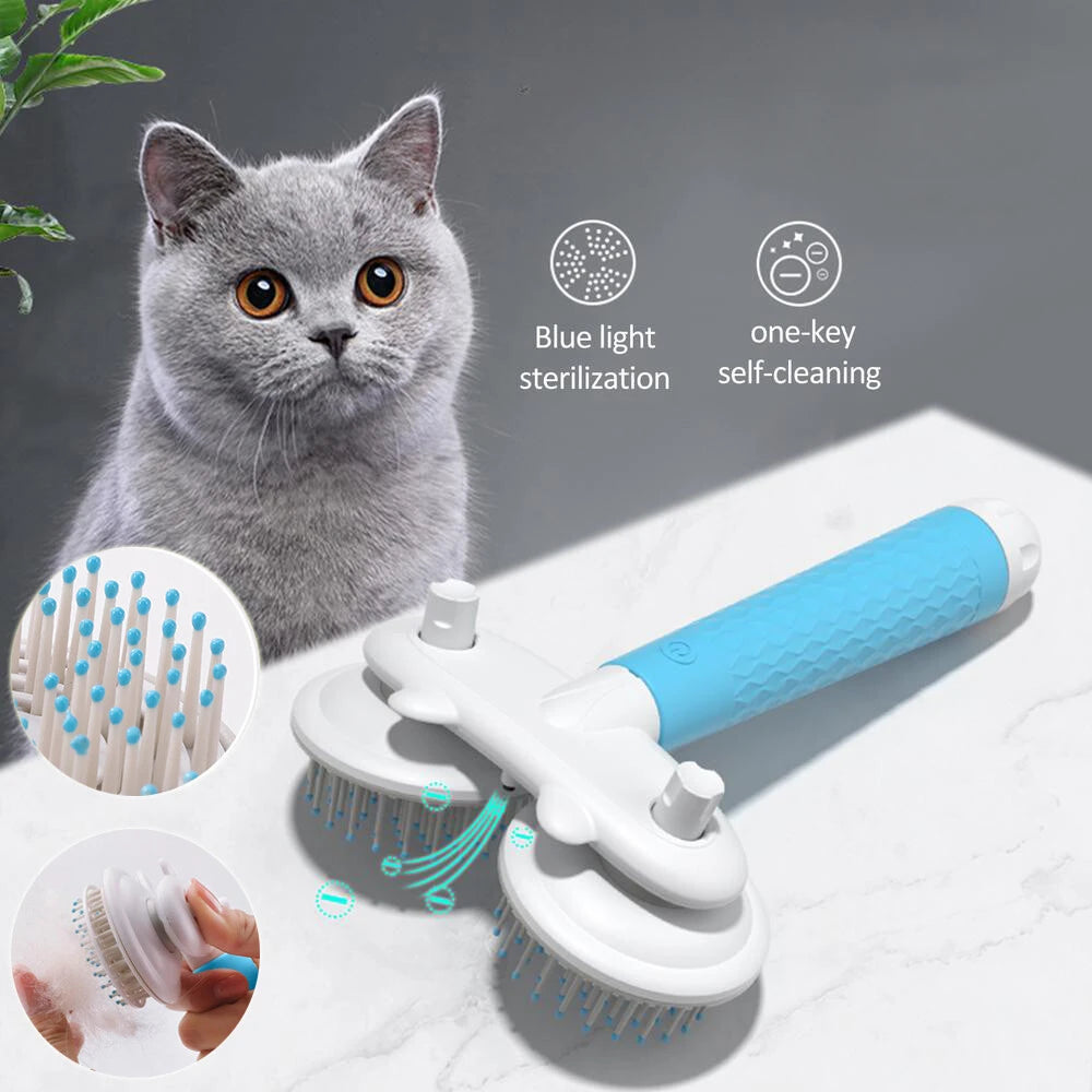 Pet Cat Brush Dog Slicker Brush Double-headed Negative Ion One-button Self Cleaning Pet Brush