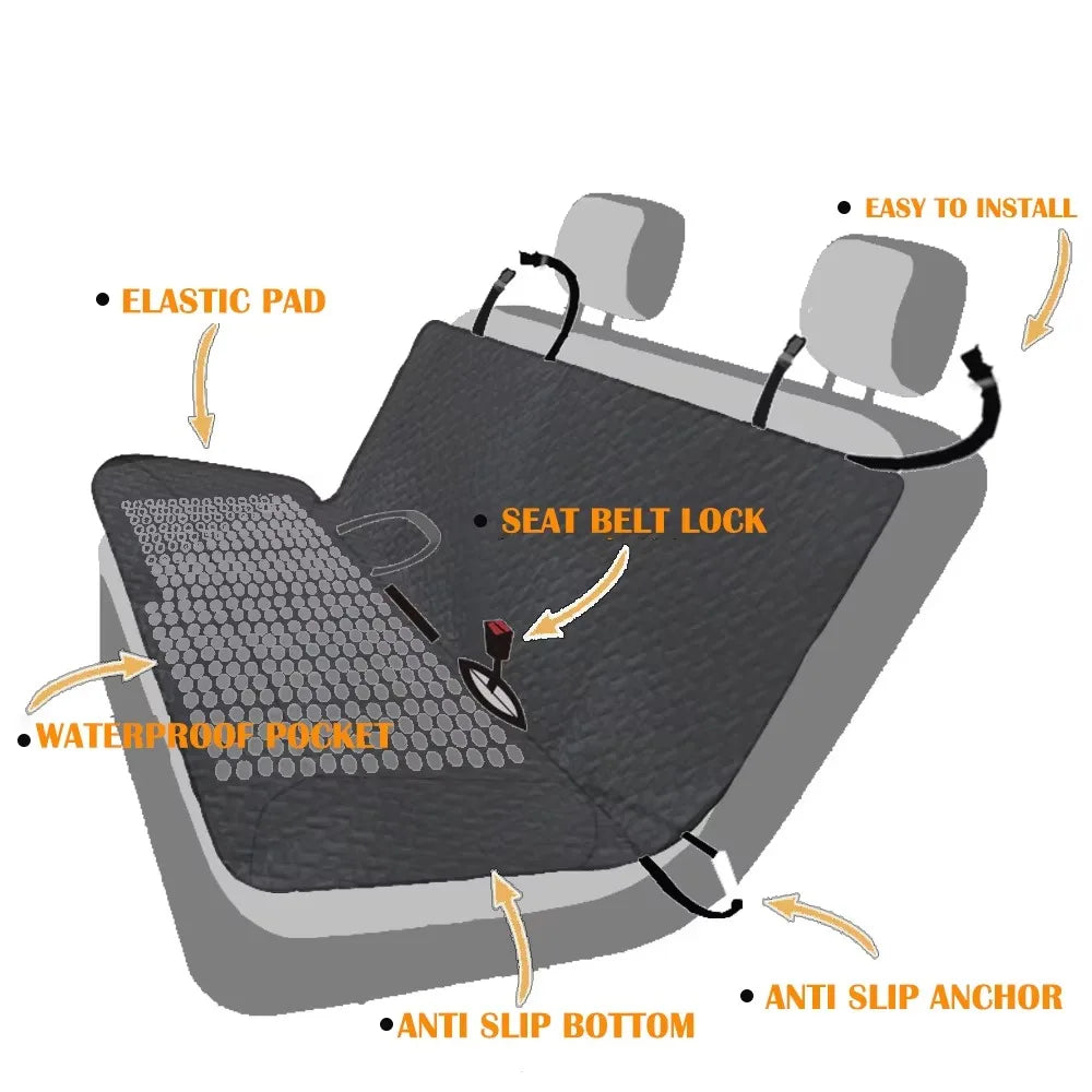 OEM Customized LOGO Waterproof Travel Cushions Dog Car Seat Cover with Anti-slip Botton Pockets for Car SUV Truck Dog Products