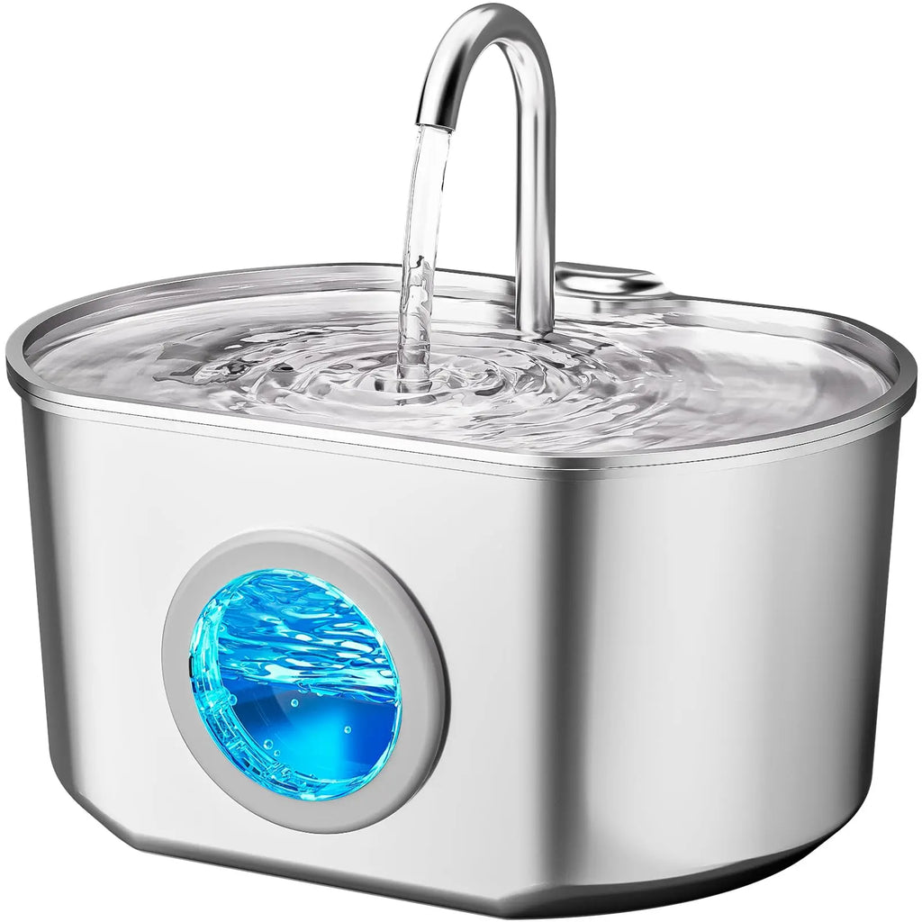 Custom 73oz/2.2L Stainless Steel Cat Water Fountain with Filter & Sponge Automatic Dog & Cat Drinking Dispenser OEM ODM