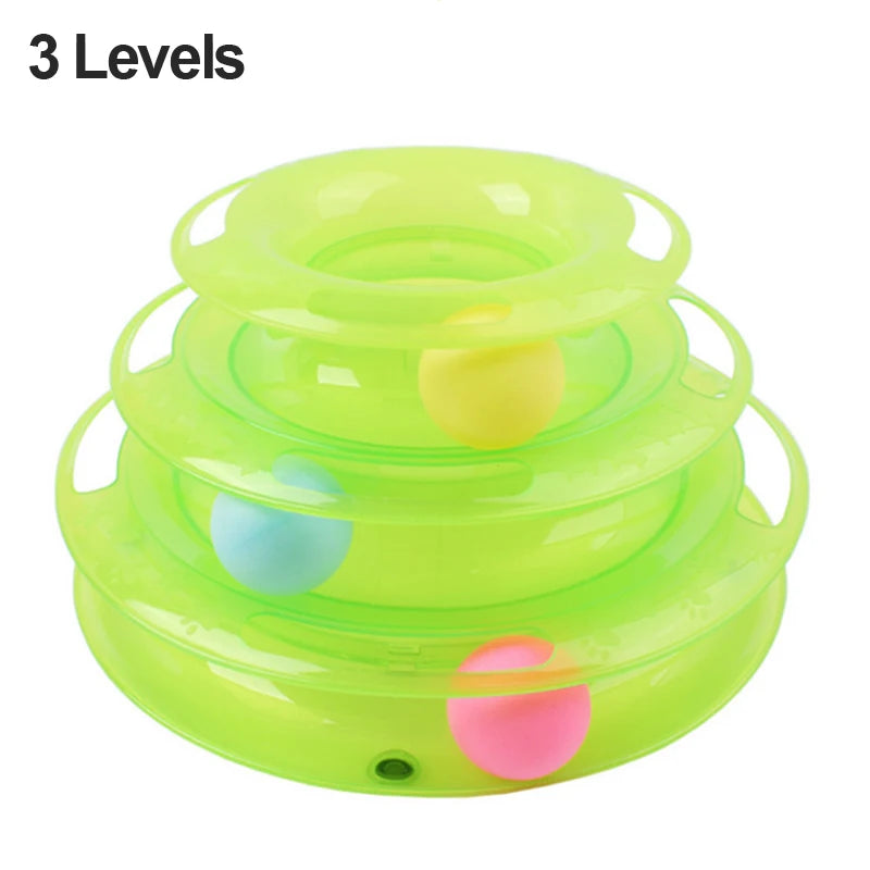 3-Level Interactive Plastic Cat Toy Pet Training Roller Amusement Plate Balls Puzzle Mental Physical Exercise Sustainable