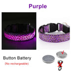 Adjustable Nylon LED Dog Collar Luminous Leopard Print Glowing Lights Electronic Pet Collars Night Safety Flashlight LED Collars