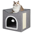 Foldable Cat House Indoor Large Cat Cave with Scratching Board & Fluffy Ball Pet Houses & Furniture Pet Bed Cat Products