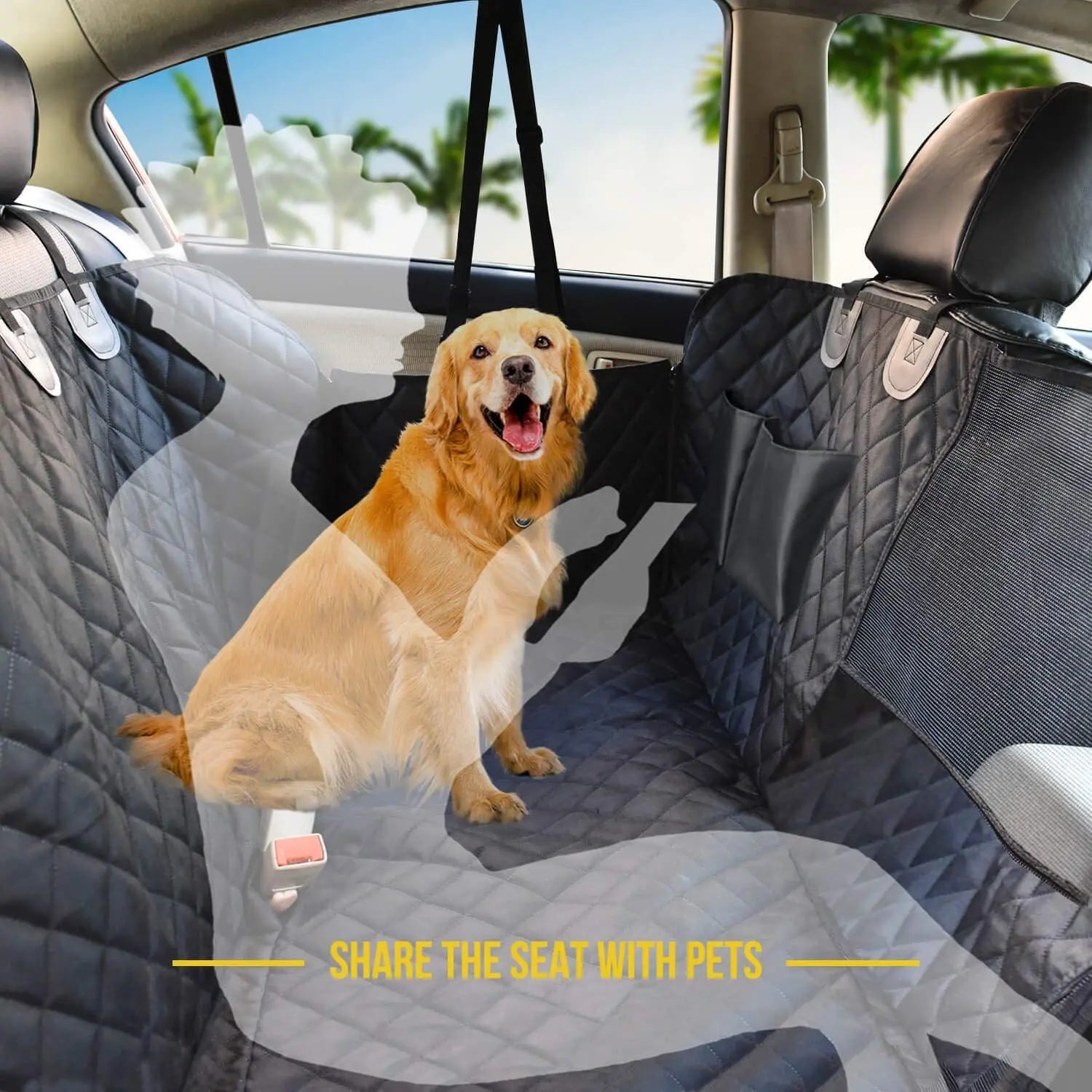 Waterproof Oxford Dog Car Seat Cover for Modern Luxury Car Travel Bed Mesh Window Storage Pocket Scratchproof Nonslip Cars SUVs