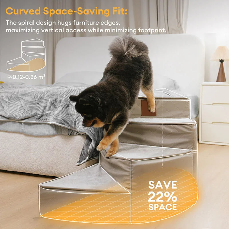 Custom Luxury Modern Foldable Waterproof Cotton Removable Spiral Pet Stairs Step Ease Anti-scratch Cover Dog Stairs