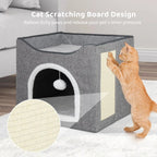 Foldable Cat House Indoor Large Cat Cave with Scratching Board & Fluffy Ball Pet Houses & Furniture Pet Bed Cat Products