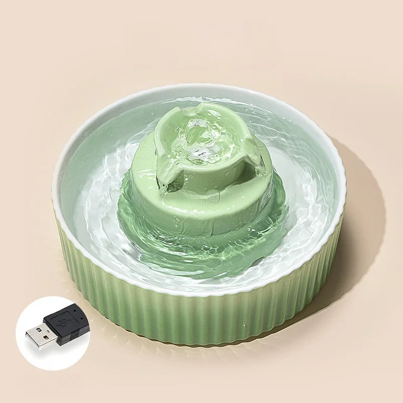 2..1L Ceramic Cat Bowl Cat Fountain with Activated Carbon Filter Custom LOGO Pet Water Dispenser Automatic for Cat Dog Drinking