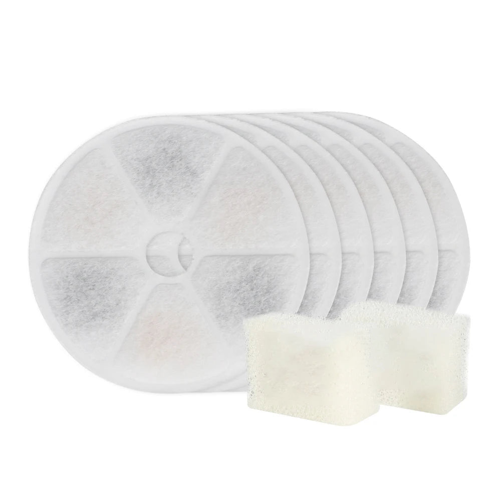 6PCS/Pack Pet Water Fountain Filters Replacement Cat Water Fountain Filters Pet Water Dispenser Filters with Sponges for Cat