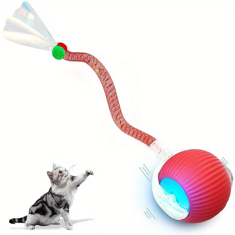 Wholesale Indoor Cat Interactive Ball Toy With Elastic Net Tail Automatic Moving Ball Toy Activation Electric Cat Toy