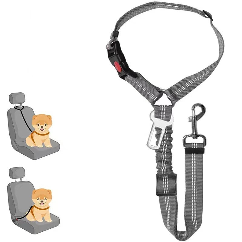 Dog Car Seat Belt Seatbelt Harness Adjustable Metal Buckle Elastic Reflective Vehicle Car Tether for Small Medium Large Dogs