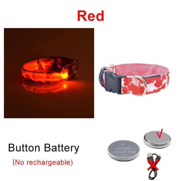 USB Rechargeable Dog Collar Light Luminous Flashing Glowing Bright Nylon Electronic Pet Reflective LED Dog Collar Night Safety