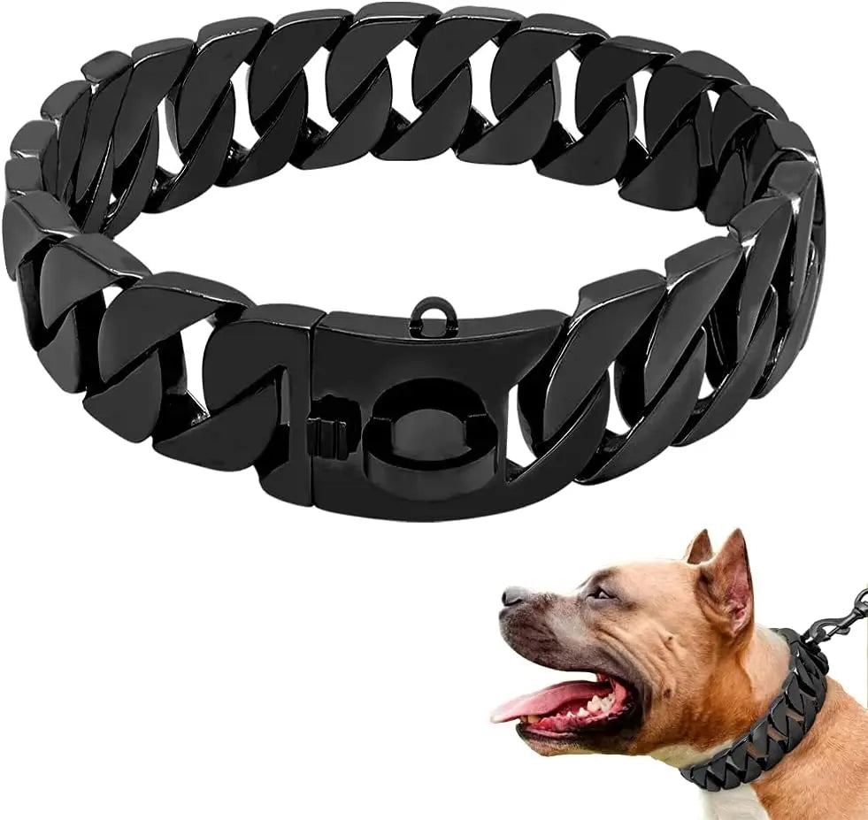 Luxury Gold Chain Dog Collars Heavy-Duty Pet Collars Choke Cuban Dog Chain for Large Dog Products