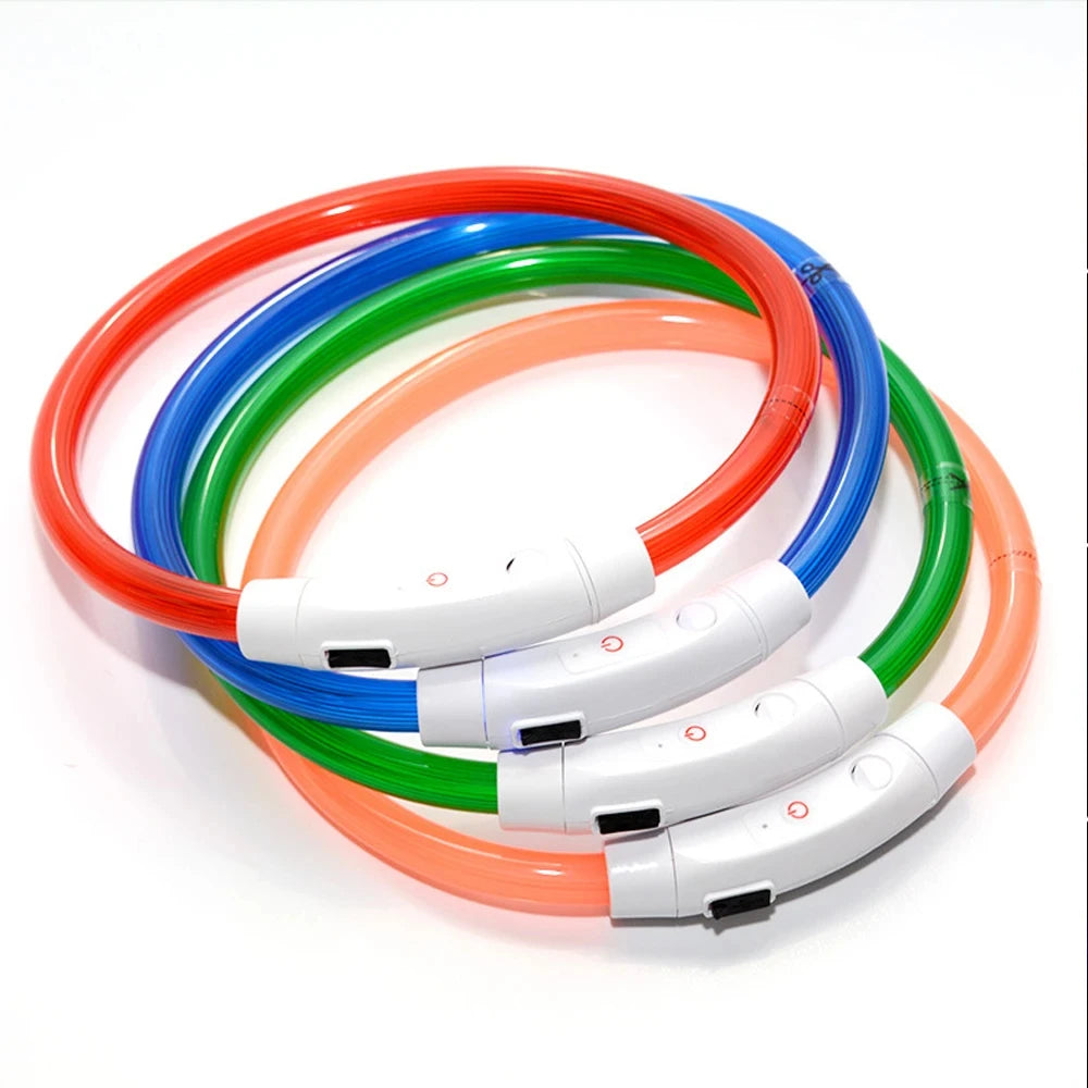 LED Light Dog Collar Waterproof Glow-in-the-Dark Pet Collar Reflective Luxury Nylon TPU Cuttable Puppy Collar Small Large Dogs
