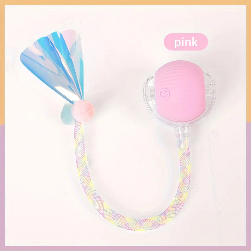 Interactive Cat Toy Ball with Replaceable Tail Automatic Moving Cat Toys Indoor Electric Interactive Rolling Ball for Dog Cat