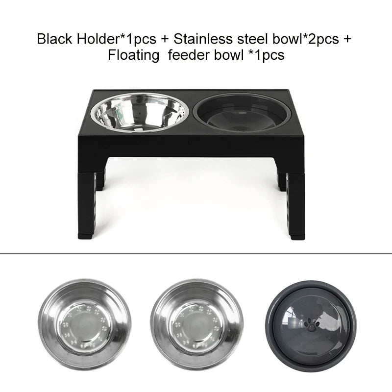 Elevated Dog Bowls with Slow Feeder Dog Bowl Stainless Steel Bowls Adjustable Pet Feeder Stand for Large Medium Dog Products