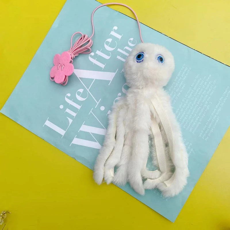 Interactive Cat Toys Hanging Simulation Cat Plush Toy Retractable Plush Octopus Shape Hanging Door Type Pet Toy Cat Supplies