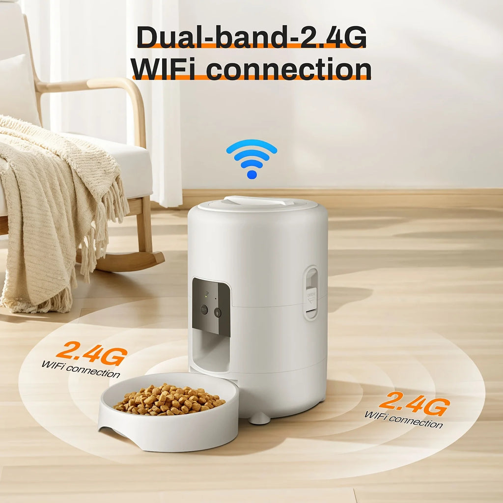 2L/67.63oz Smart Pet Feeder WiFi Remote Control Cat & Dog Food Dispenser for Small Pets Battery USB Powered Automatic Cat Feeder