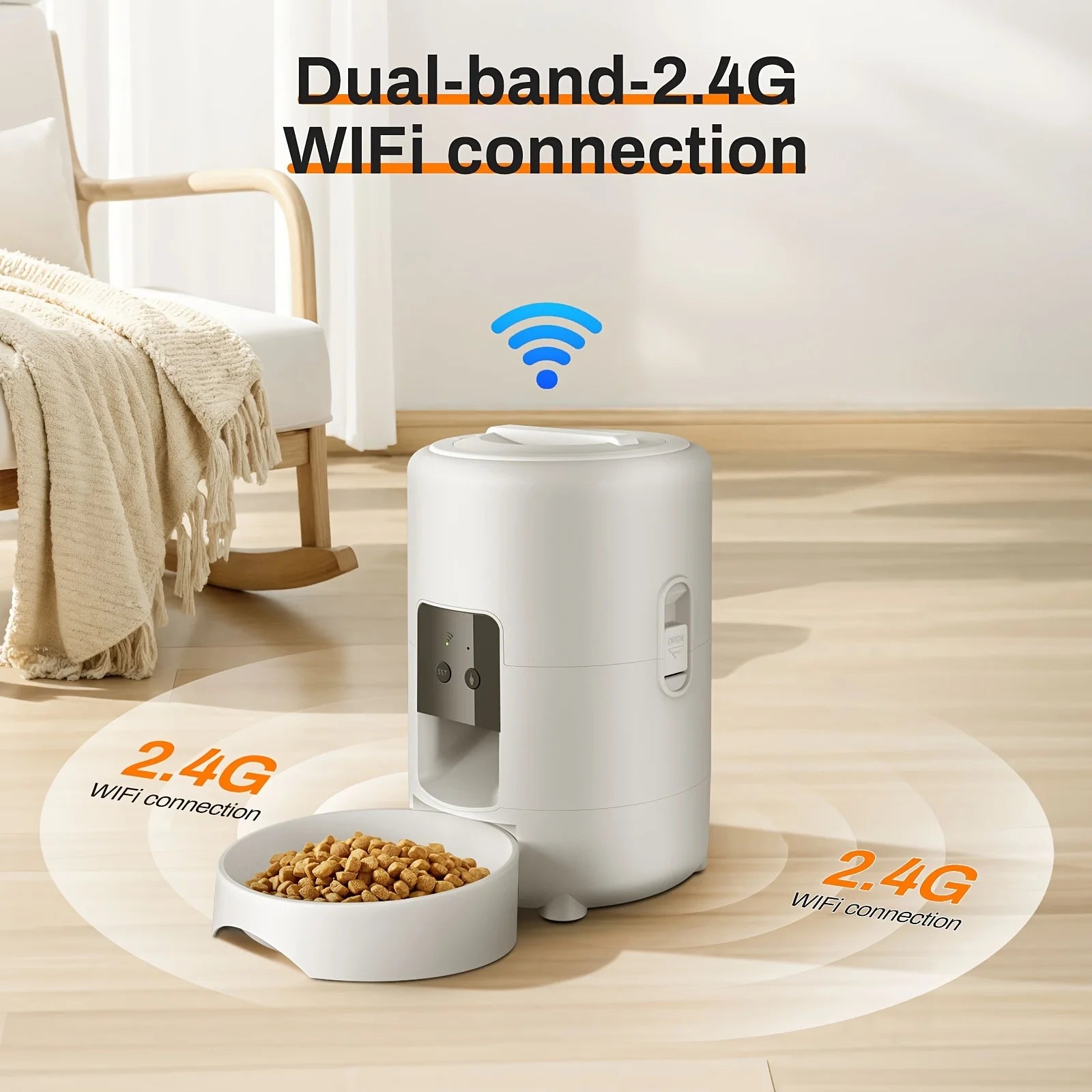 2L/67.63oz Smart Pet Feeder WiFi Remote Control Cat & Dog Food Dispenser for Small Pets Battery USB Powered Automatic Cat Feeder