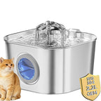 OEM 2.2L/74OZ Charge Durable Automatic Cat Fountain Stainless Steel Water Dispenser Silent Water Pump Circulation Filtering
