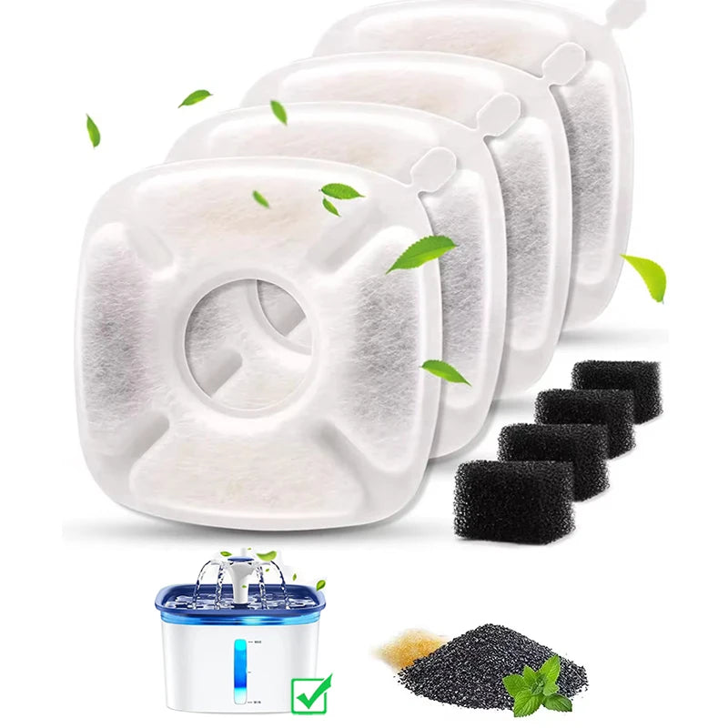4Pcs Pet Water Fountain Filters Replacement Compatible with 95Oz/2.8L Dog Water Fountain Cat Water Fountain Filters