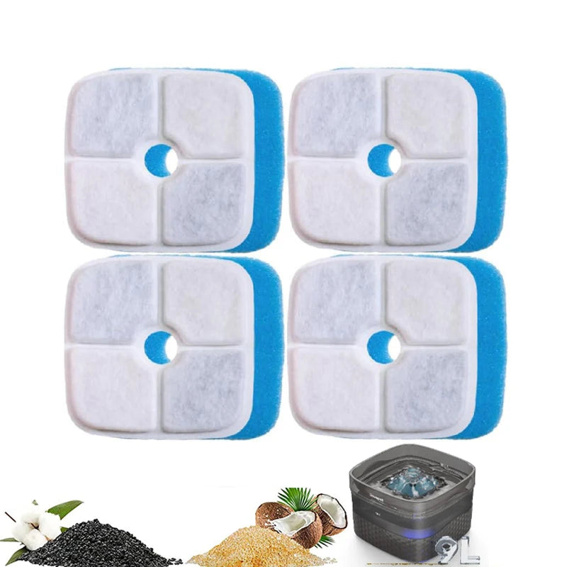 Replacement Filter Cartridge and Pre-filter Sponge for 2.4Gal / 9L Automatic Pet Fountain Filters