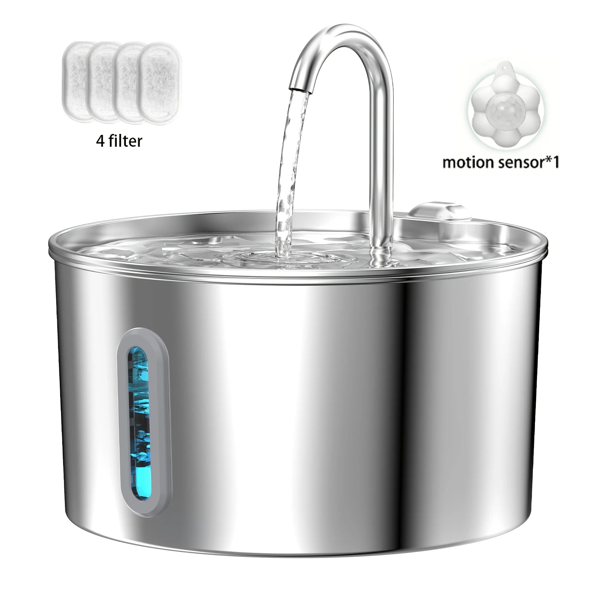 2.2L Stainless Steel Cat Water Fountain with Automatic Pump & Filter Indoor Drinking Fountain Ultra-Silent Smart Water Fountains