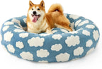 Donut Small Dog Bed Round Cat Beds for Indoor Cats Anti-Anxiety Calming Pet Beds Washable Cute Modern Cat Nest