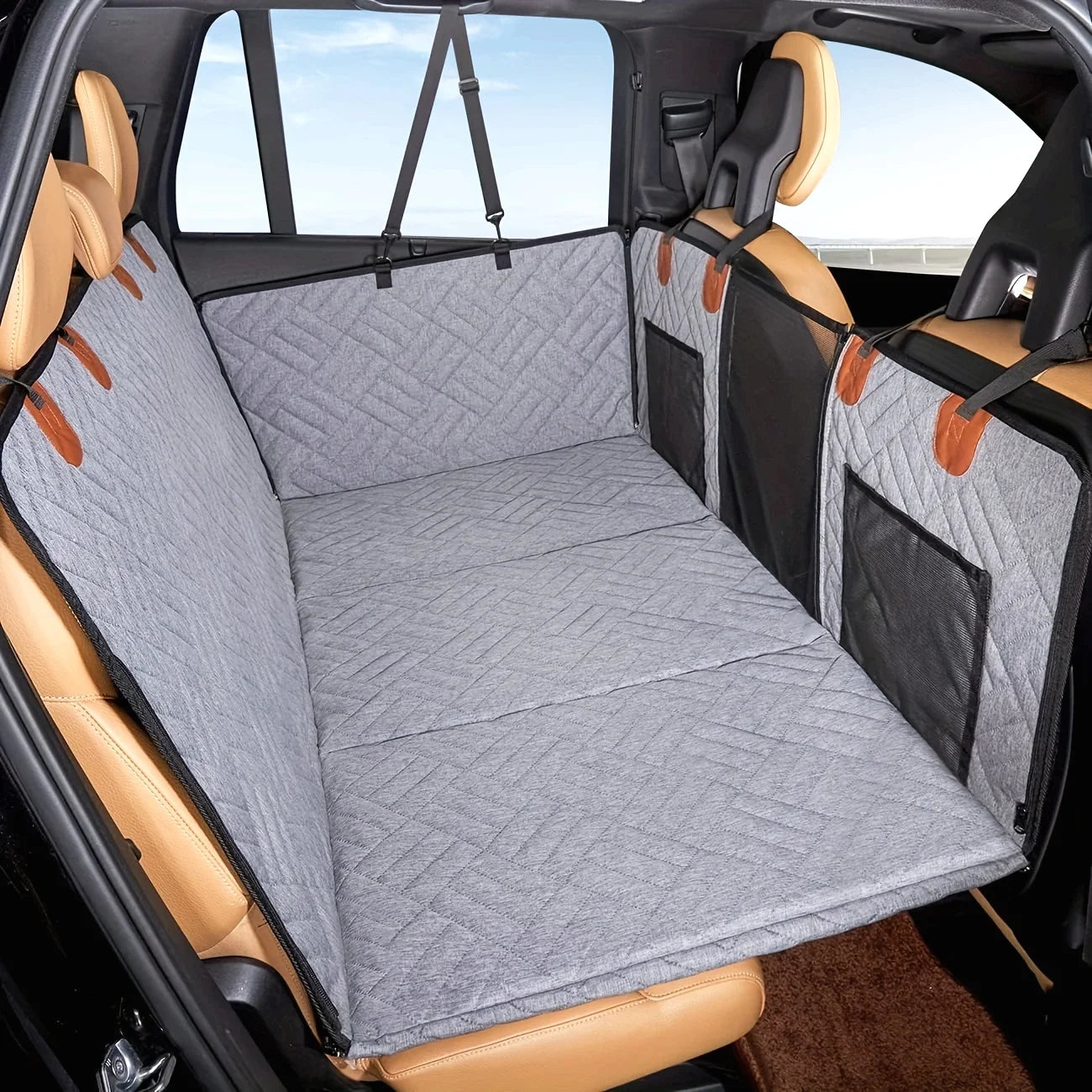 Heavy Duty Pet Car Seat Cover Car Travel Bed for Dogs Gray Car Seat Cushion for Dogs Dog Travel Hammock for Car Christmas Gift