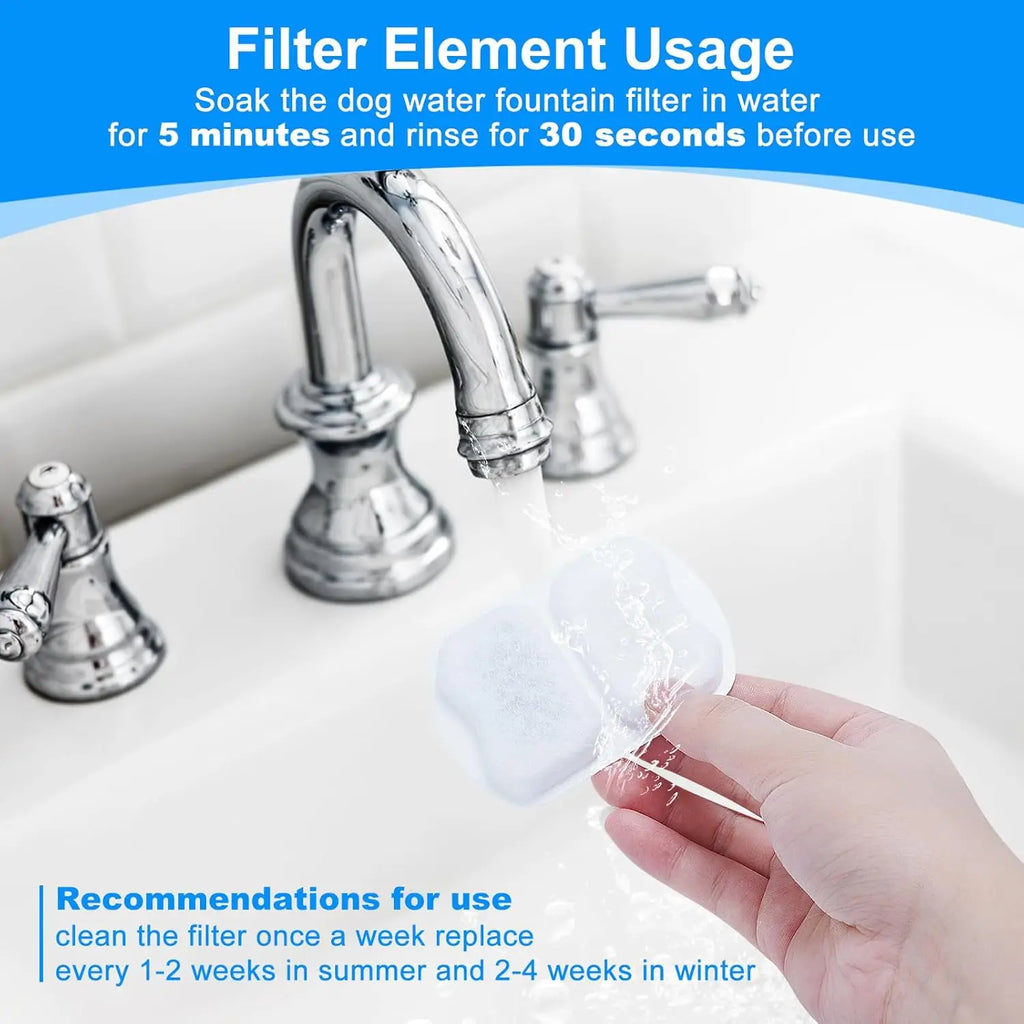 8 Sets Automatic Portable Dog Water Fountain Filter Replacement Filters Compatible for 7L/230oz Stainless Steel Pet Water Bowl