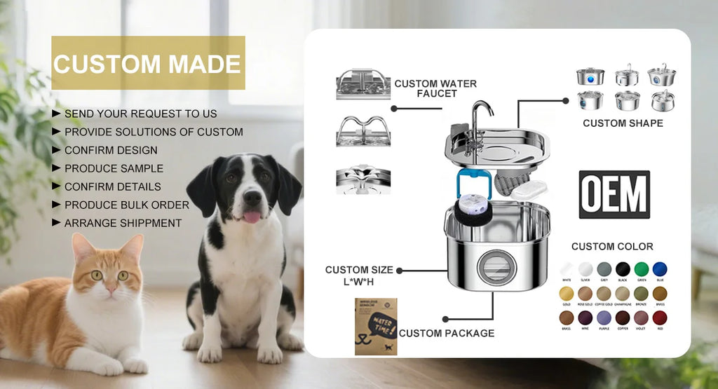 7L Large Capacity Stainless Steel Dog Water Fountain for Mult Cats Automatic Pet Water Dispenser Dog Fountain