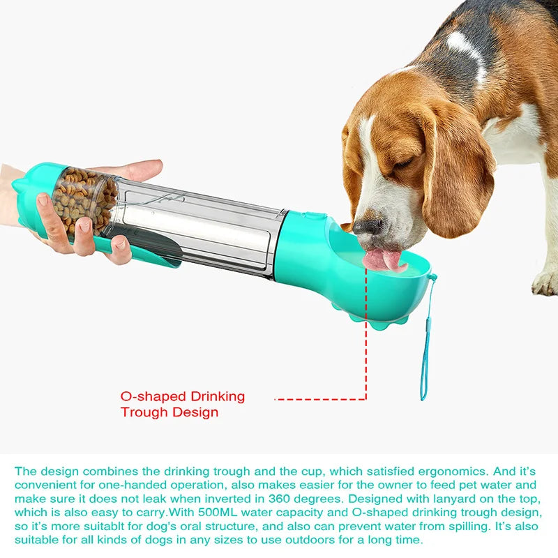 Portable Eco-Friendly Plastic Dog Travel Water Bottle with Food Container and Storage Cups-Wholesale Dropshipping