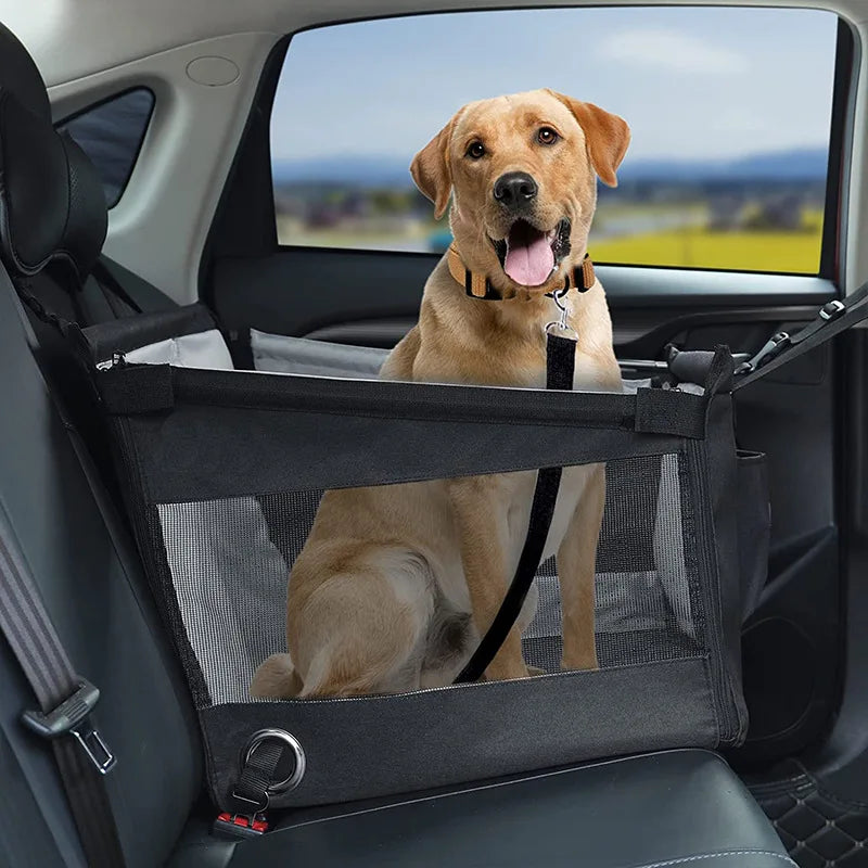 Small Medium Dog Car Seat Booster with Waterproof Mat Oxford Material Pet Travel Protector with Portable Storage Pocket