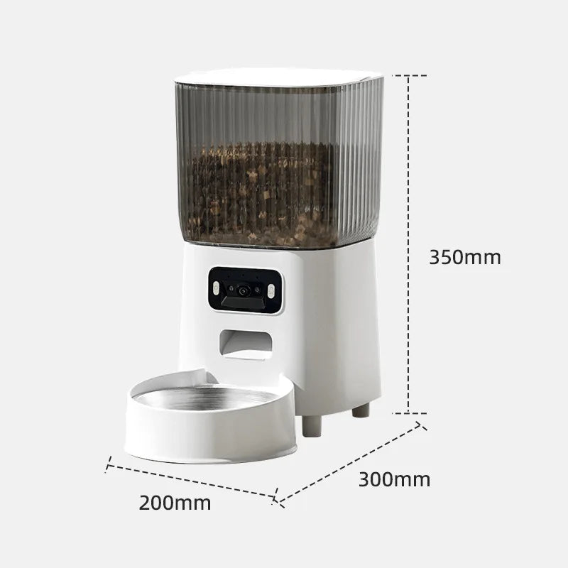 Smart Camera Automatic Cat Feeder for 2 Cats 5L Food Dispenser with 2 Stainless Steel Bowl App Control Smart Pet Feeder