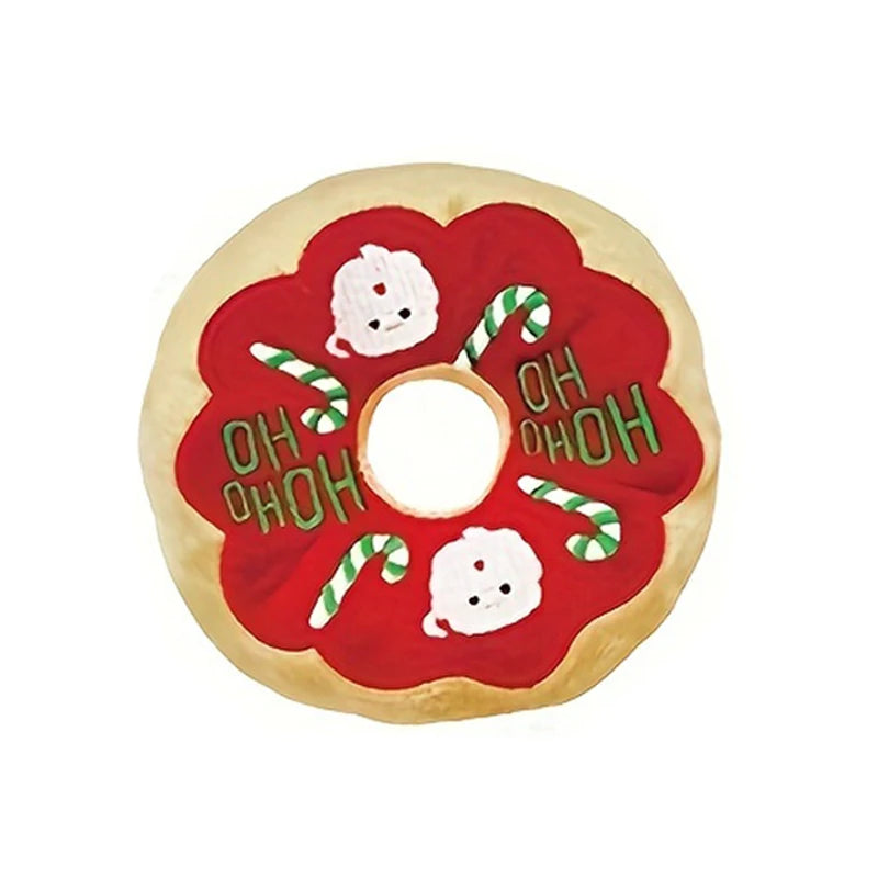 Christmas Medium Size Eco-Friendly Dog Chewing Toys Plush Sound Making Cartoon Donuts Antlers & Cotton Pet Toys