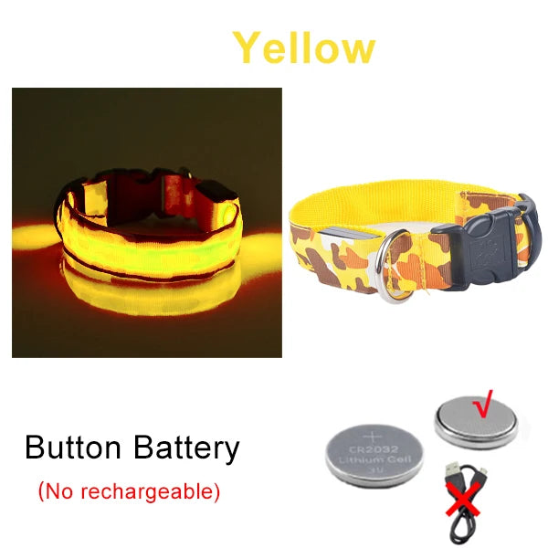 USB Rechargeable Dog Collar Light Luminous Flashing Glowing Bright Nylon Electronic Pet Reflective LED Dog Collar Night Safety