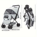 4 Wheels Pet Travel Trolley Dog Jogger Stroller with Cup Holder and Storage Basket Pet Pushchair for Small Medium Cats Dogs