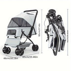 4 Wheels Pet Travel Trolley Dog Jogger Stroller with Cup Holder and Storage Basket Pet Pushchair for Small Medium Cats Dogs