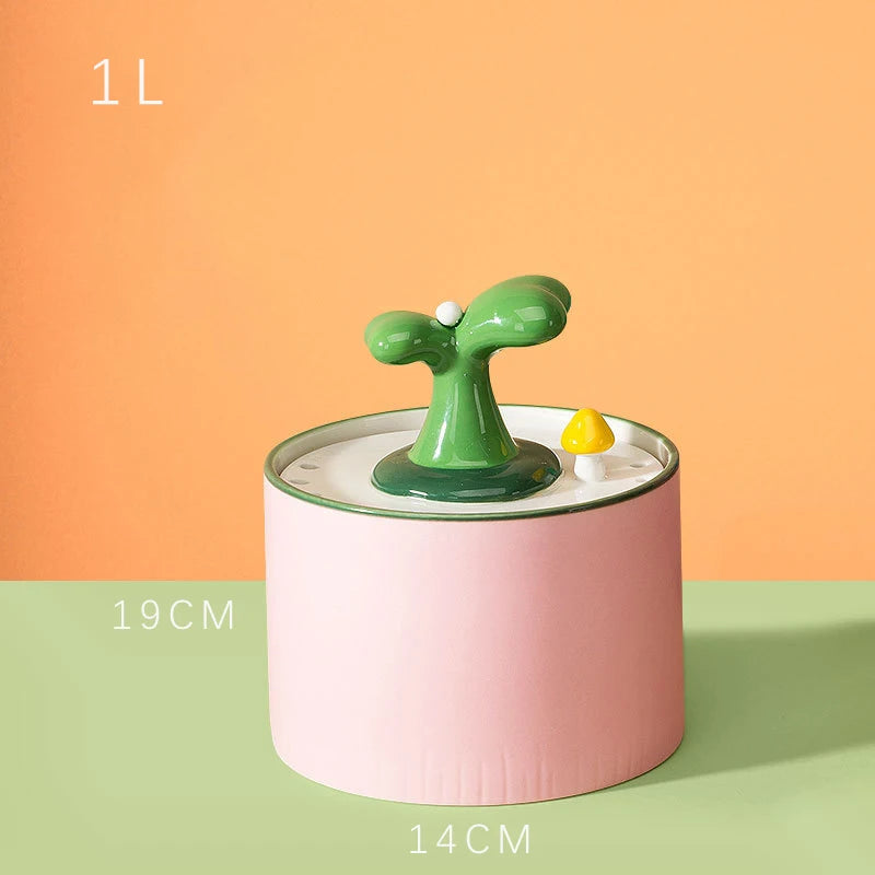 Ceramic Cat Water Fountain Automatic Electric Pet Water Dispenser Dog Filter Drinker Pet Drinking Feeder with Quiet Pump 1.5L