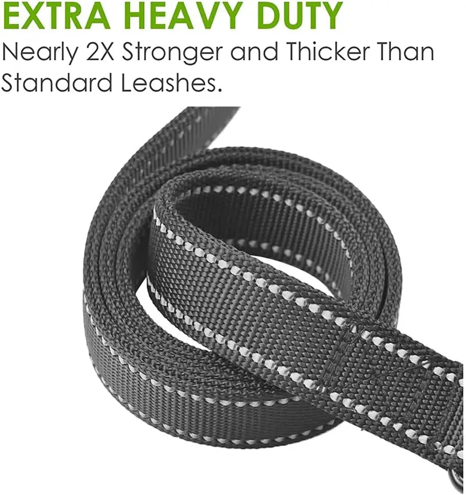 Reflective Dog Leash 2 Handles by Padded Traffic Handle for Extra Control Perfect for Medium to Large Dog Products