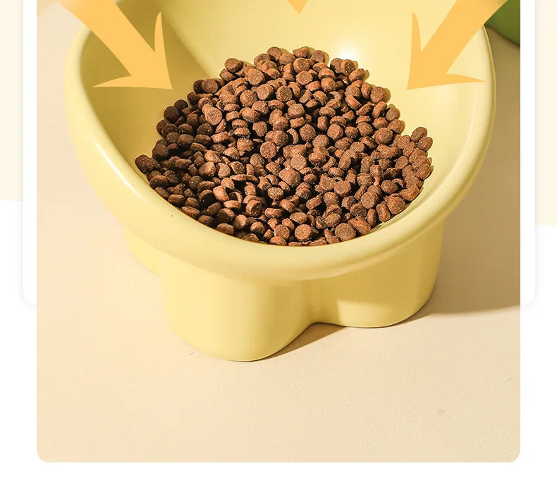 Ceramic Extra Wide Elevated Cat Food Bowl Ceramic Cat Bowls for Food and Water Wide Shallow Cat Food Dish Great Height