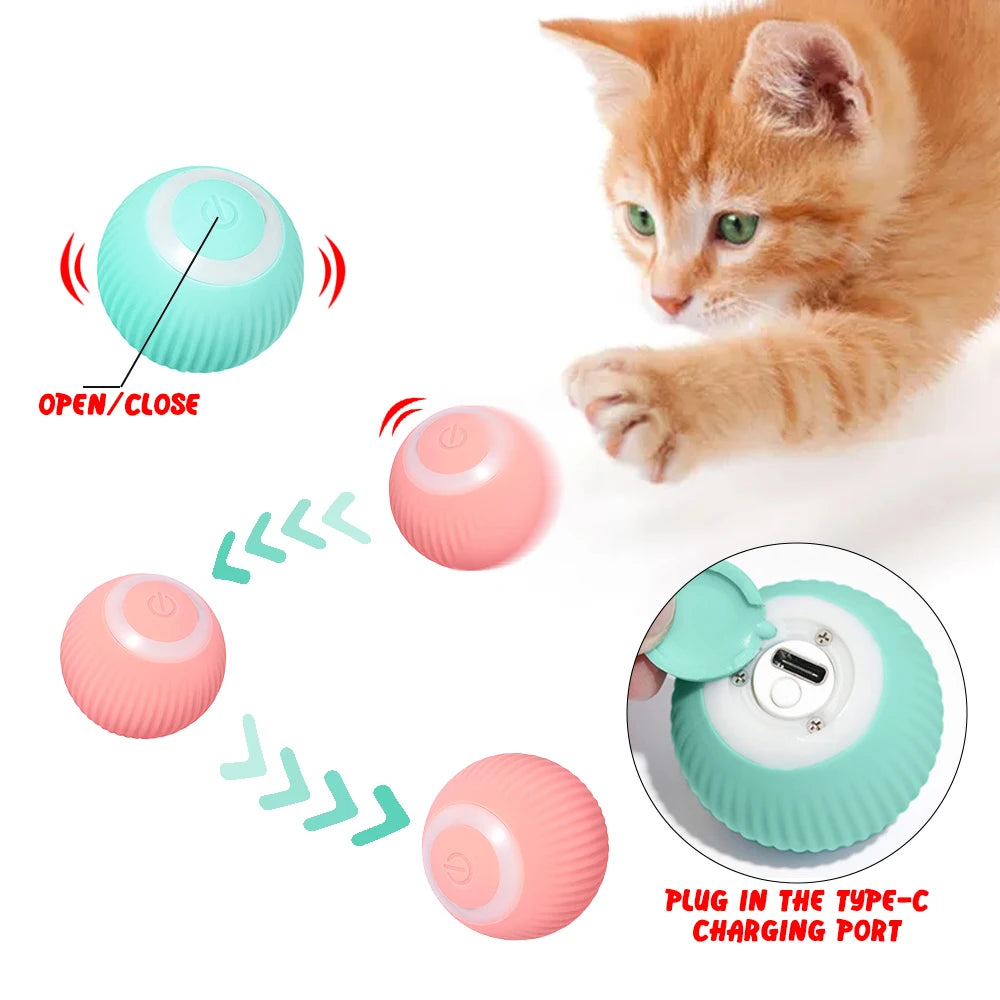 Electric Pet Cat Toys Automatic Rolling Smart Cat Ball Training Self-moving Kitten Toy Cat Playing Indoor Interactive Pet Toys