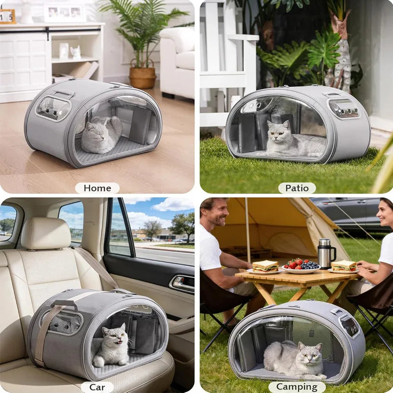 Custom Cat Carrier with Cooling Mat for Small Dogs Cats Outdoor Cat Bed with Insulation and 6 Ice Packs Cooling for Cat and Dog