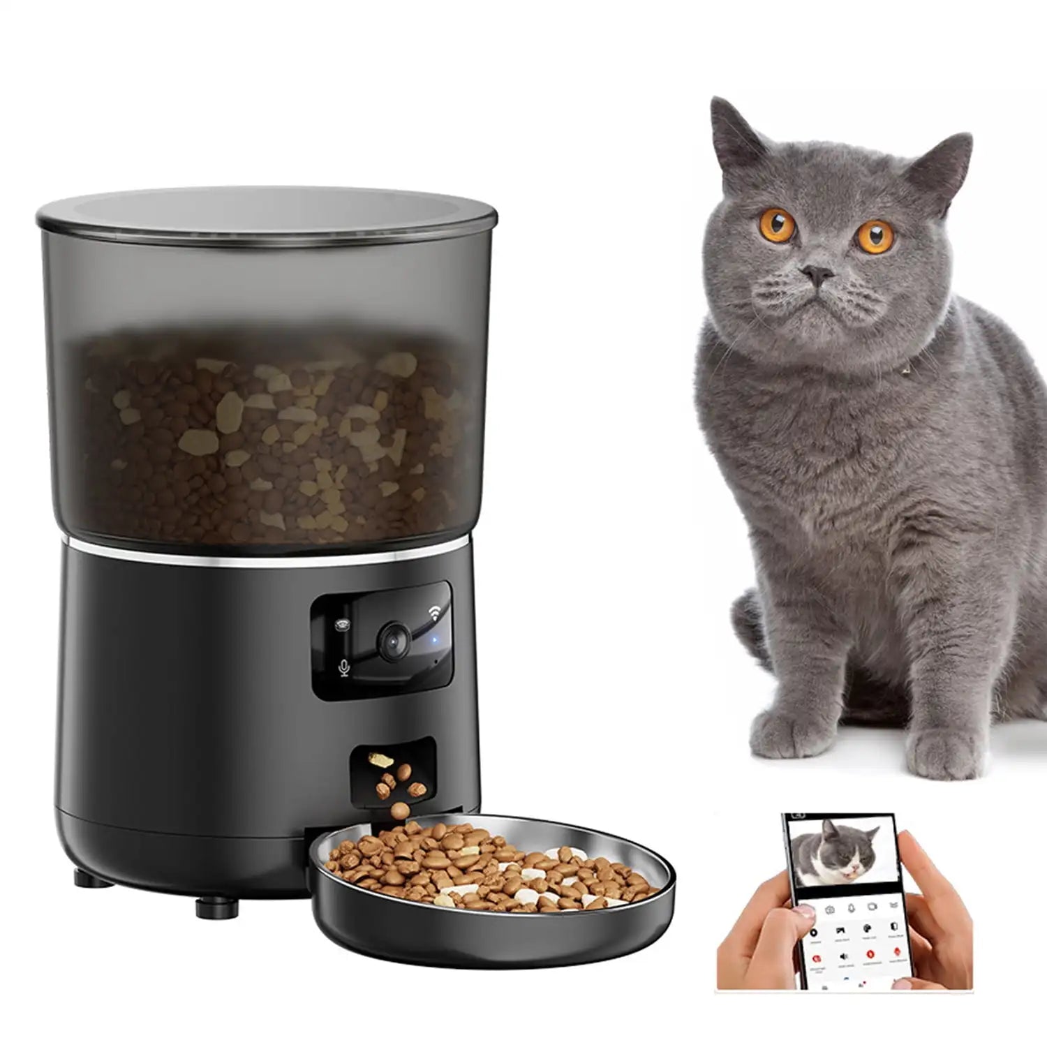 4L Automatic 2-in-1 Pet Feeder Night Vision Camera WIFI Remote APP Timed Quantified Dog Supplies Plastic Charge Power Source